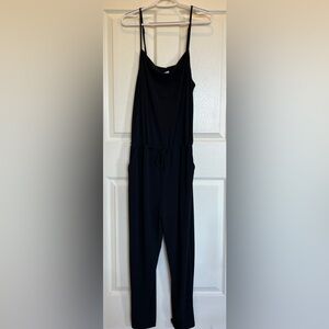 Lanston Black Cami Jumpsuit Adjustable Straps Drawstring Waist Minimalist NWT